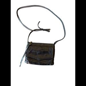 Hobo Small Mini Shoulder Bag Purse Clutch‎ Black Triple Zipper Leather Crossbody